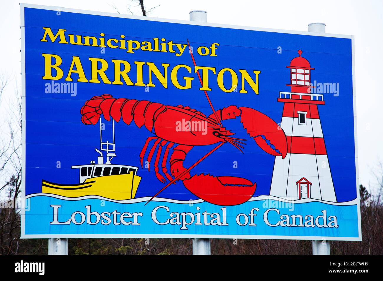 A sign on the boundary of Barrington, Nova Scotia, Canada. It shows a