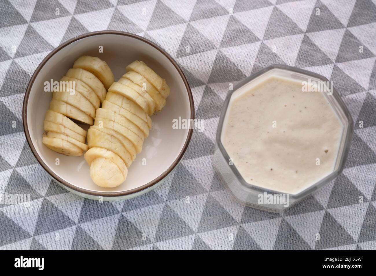 Glass of banana milk hi-res stock photography and images - Alamy
