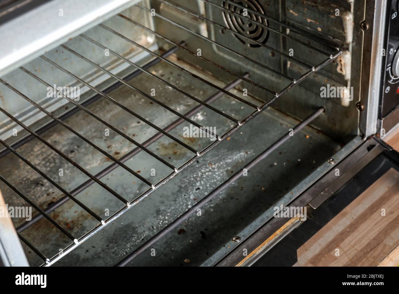 Dirty convection oven, closeup Stock Photo Alamy