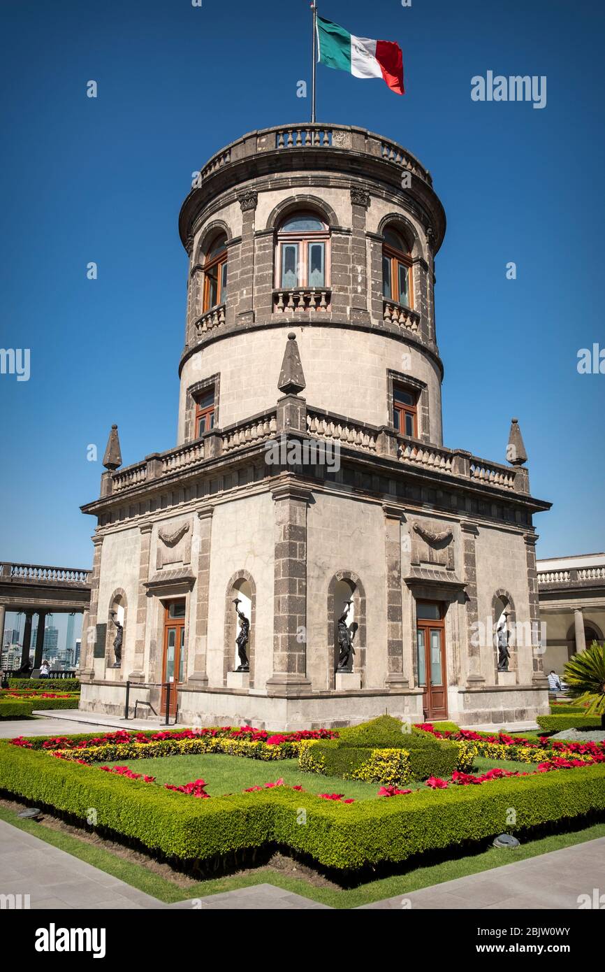 Caballero Alto watchtower in Chapultepec Castle , Mexico City, Mexico Stock Photo