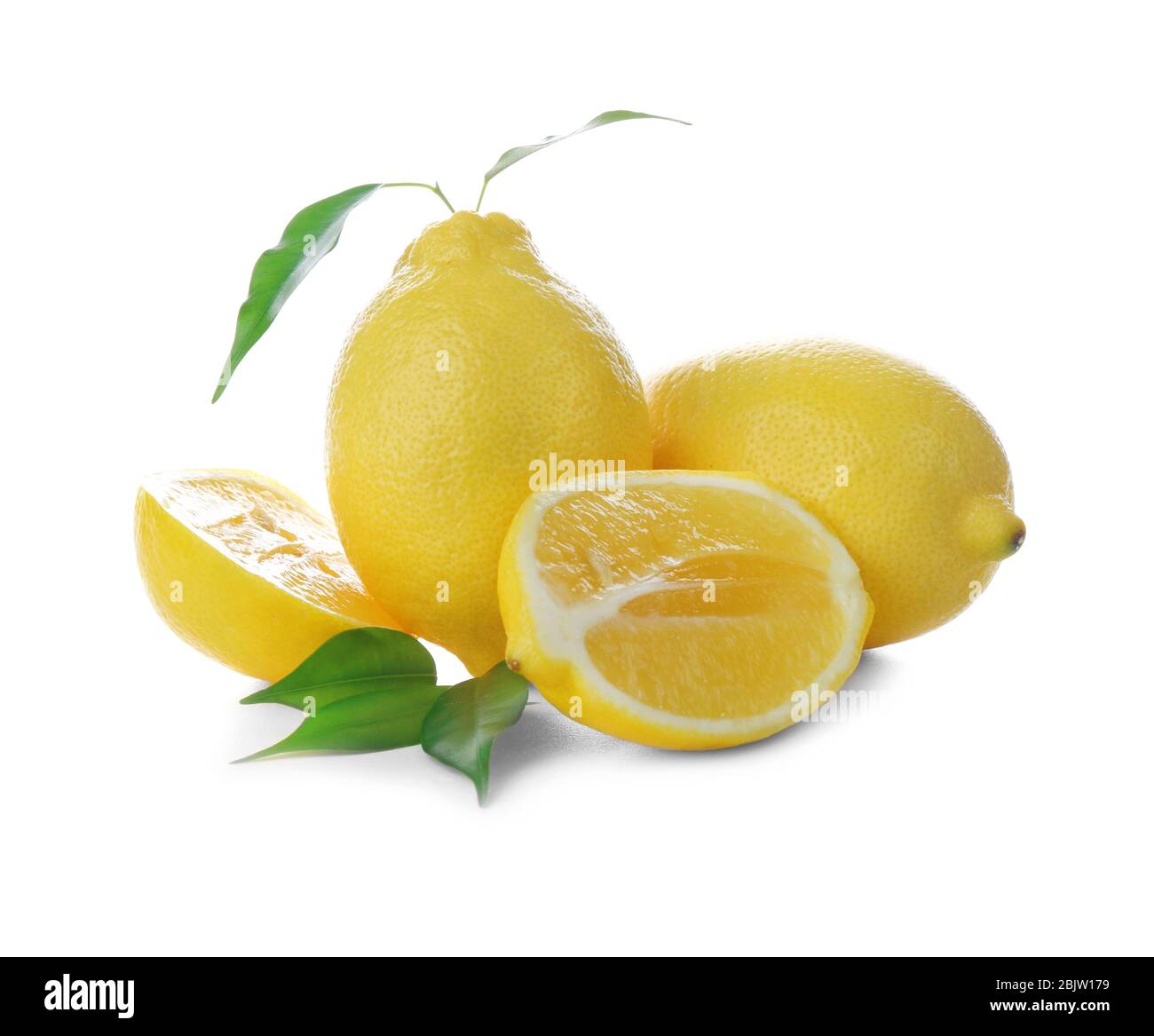 Fresh ripe lemons on white background Stock Photo - Alamy
