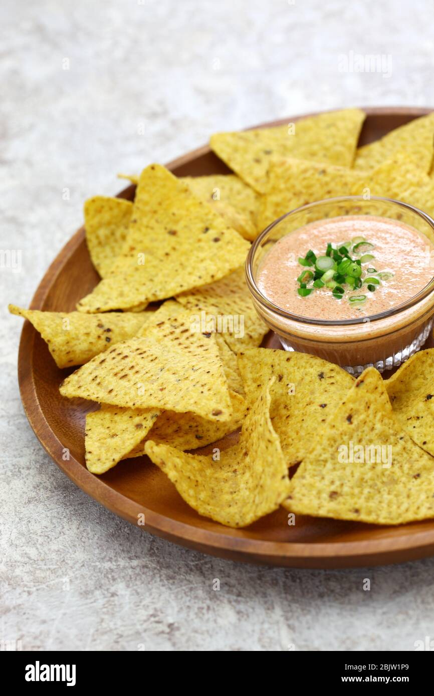tortilla chips with karashi mentaiko(spicy pollack roe) dip Stock Photo ...
