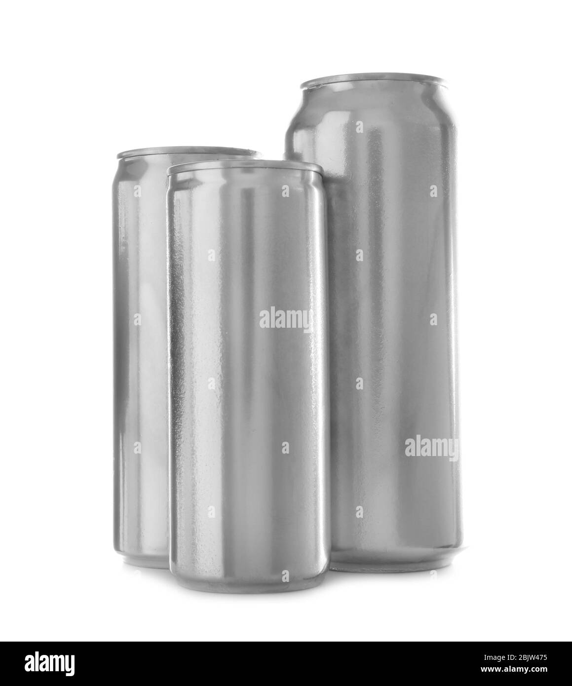 Three aluminum cans on white background Stock Photo Alamy