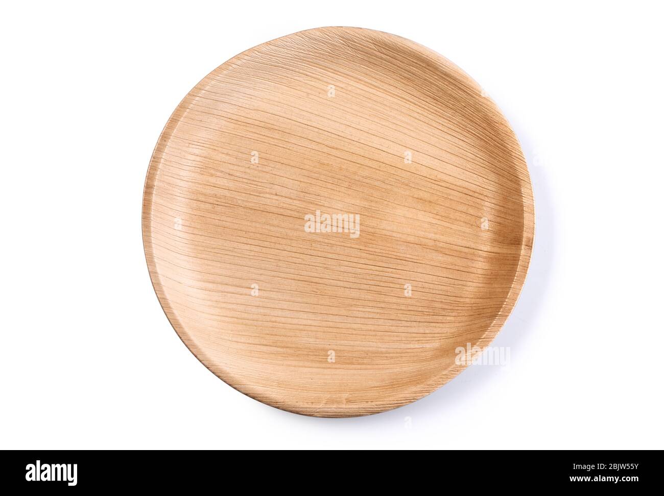 Eco friendly disposable plate made of palm leaf biodegradable isolated on white with clipping path Stock Photo