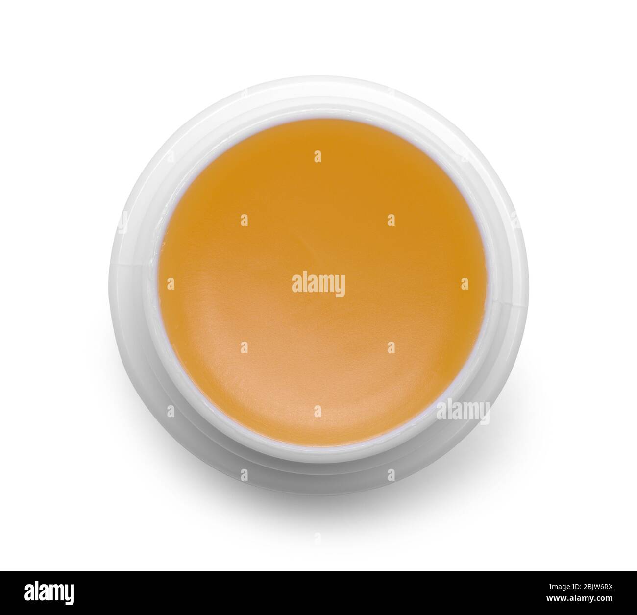Open Lip Balm Ointment Contianer Top View Isolated on White Stock Photo