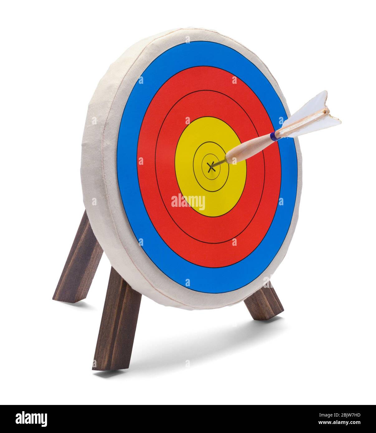 Round Target with Dart Isolated on White Background. Stock Photo
