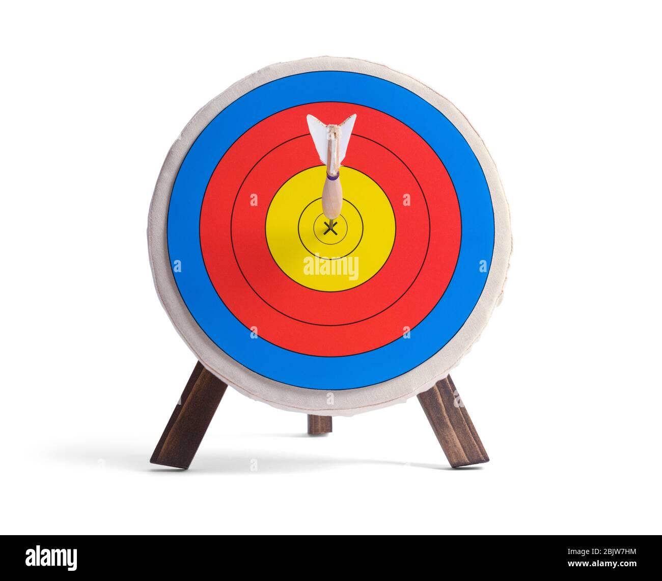 Round Target with Dart Isolated on White. Stock Photo