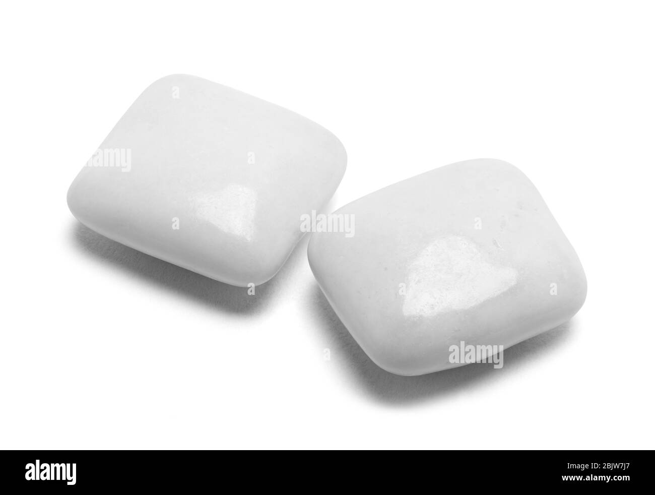 Two Pieces of Mint Gum Isolated on White. Stock Photo