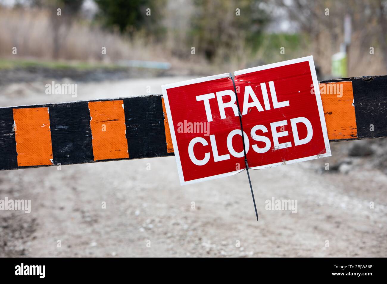 Trail Closed Warning Sign Keep Out of Park Stock Photo