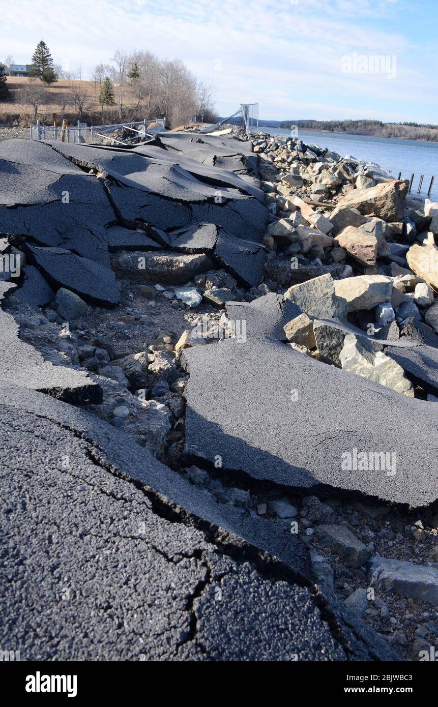 Erosion on a coastal path. St Andrews, New Brunswick Stock Photo
