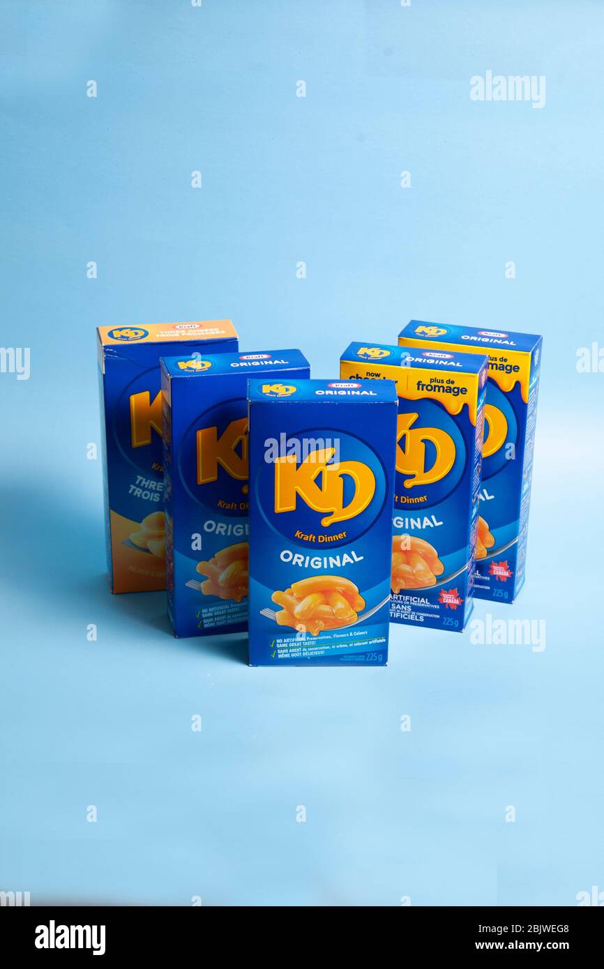 April 11, 2020 Halifax, Canada Boxes of three cheese or original Kraft Dinner Stock Photo Alamy