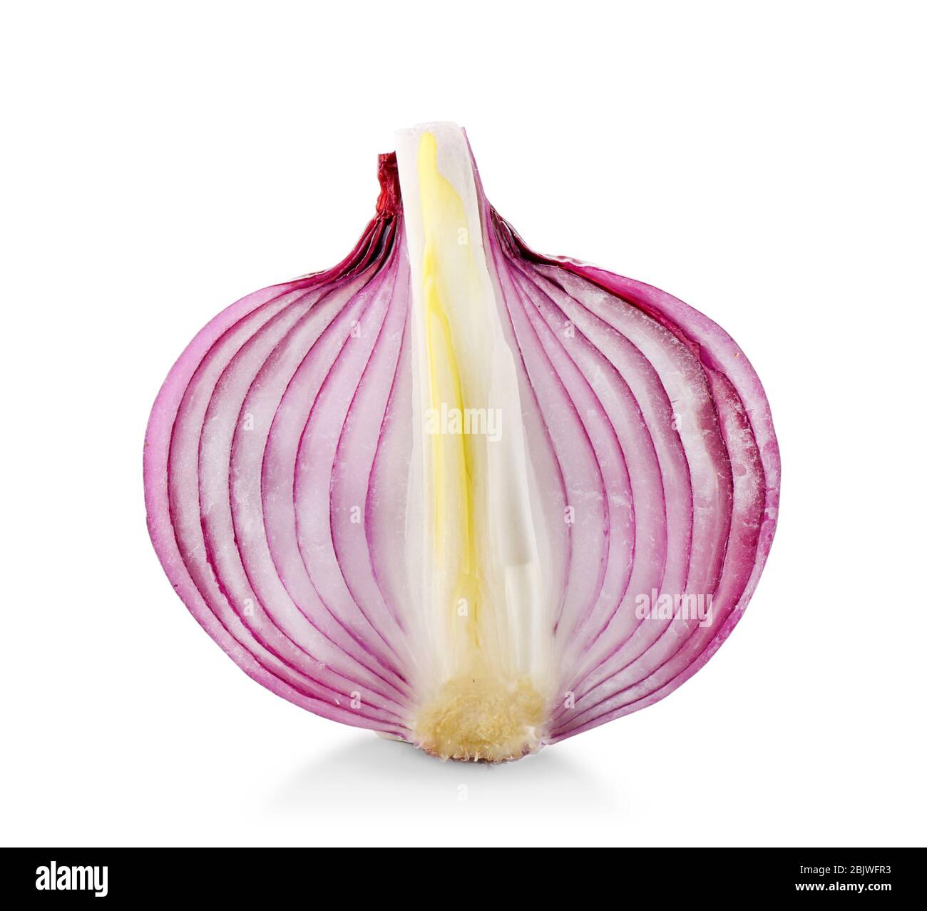 Half of red onion on white background Stock Photo - Alamy