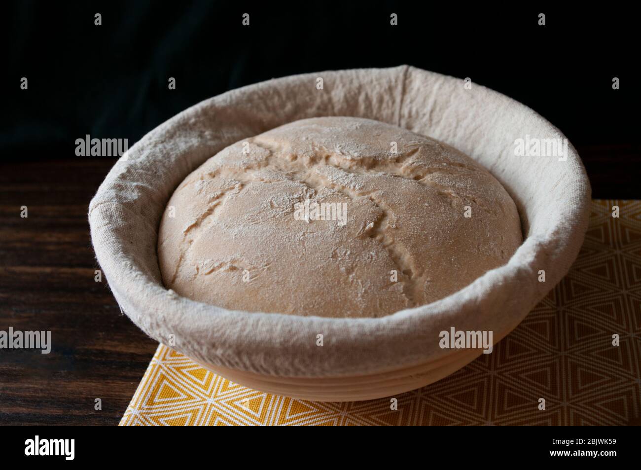 Bread Dough Loaf Raw In Proofing Basket Before Baking Whole Wheat Recipe Rye Flour Home Made Stock Photo Alamy