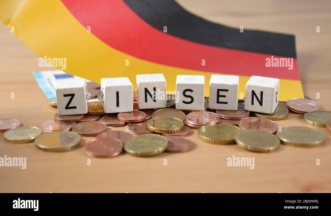 Zinsen- the german word for interest Stock Photo
