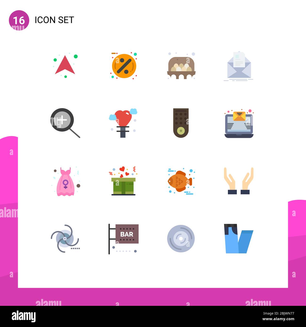 Pack of 16 Modern Flat Colors Signs and Symbols for Web Print Media such as  in, email, agriculture, letter, mail Editable Pack of Creative Vector Desi  Stock Vector Image & Art - Alamy