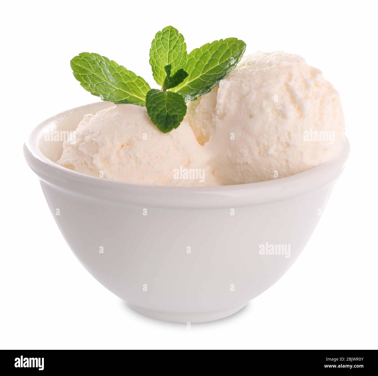 Bowl with delicious vanilla ice cream on white background Stock Photo ...