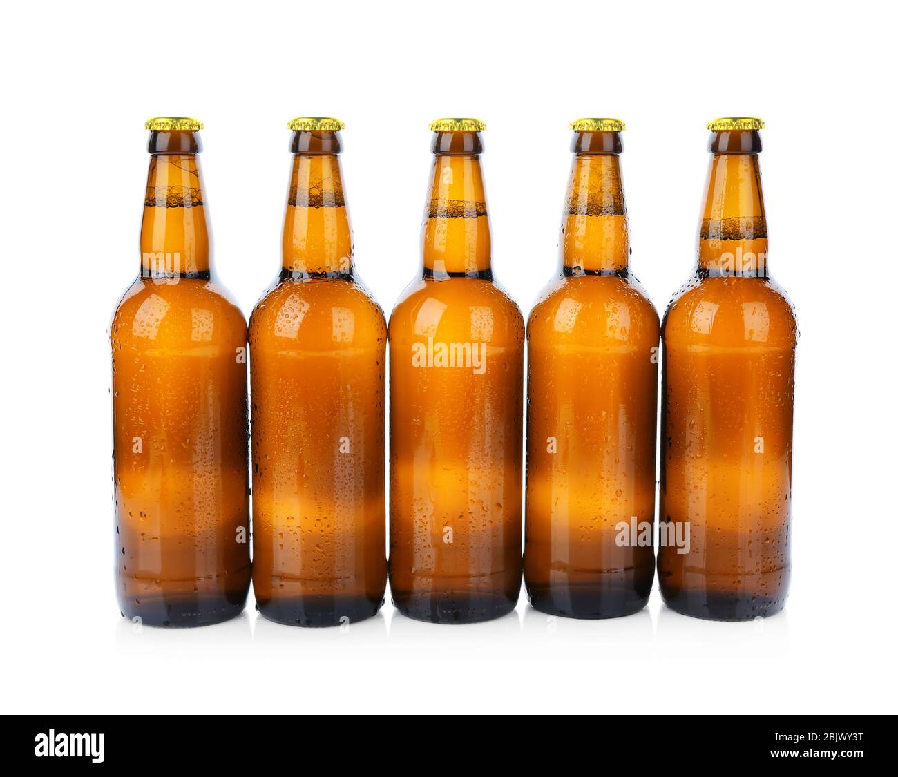Glass bottles of beer isolated on white Stock Photo Alamy