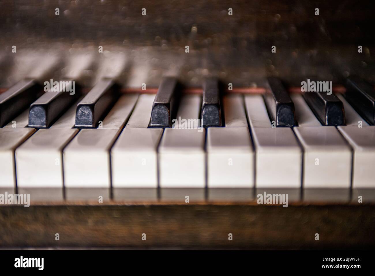 Close up Vintage Baby Grand Piano Keys Stock Photo