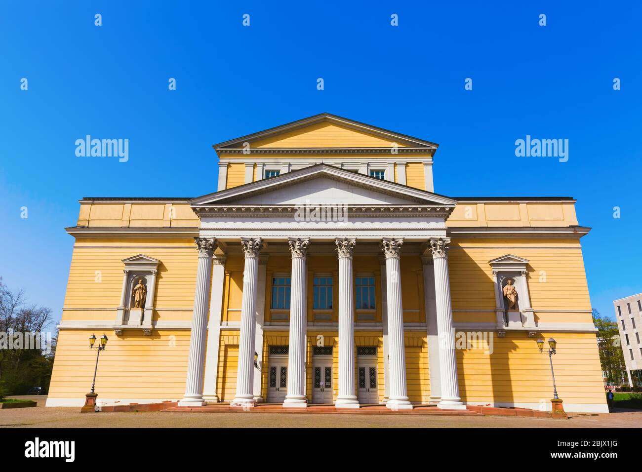 House of History, former Regional Theater, at the Karolinen-Square in Darmstadt, Germany Stock Photo
