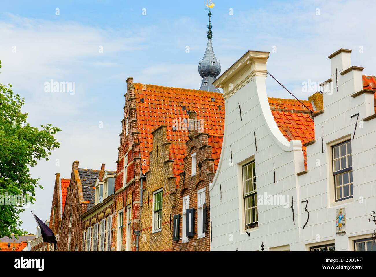 picture of gables of old houses in Veere, Netherlands Stock Photo