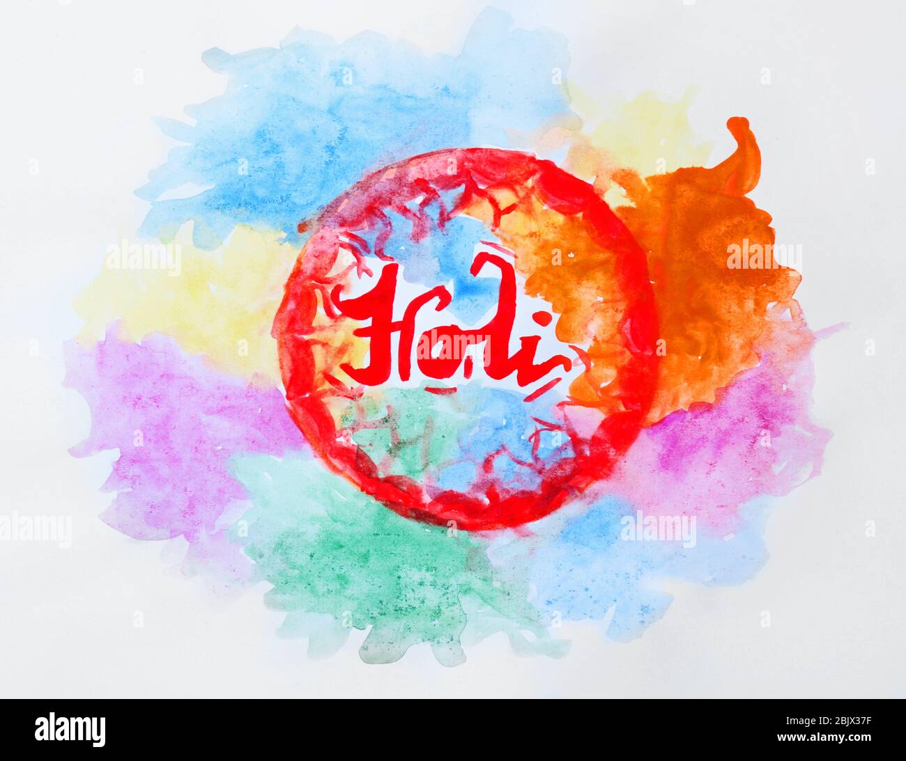 Colorful watercolor drawing with word 