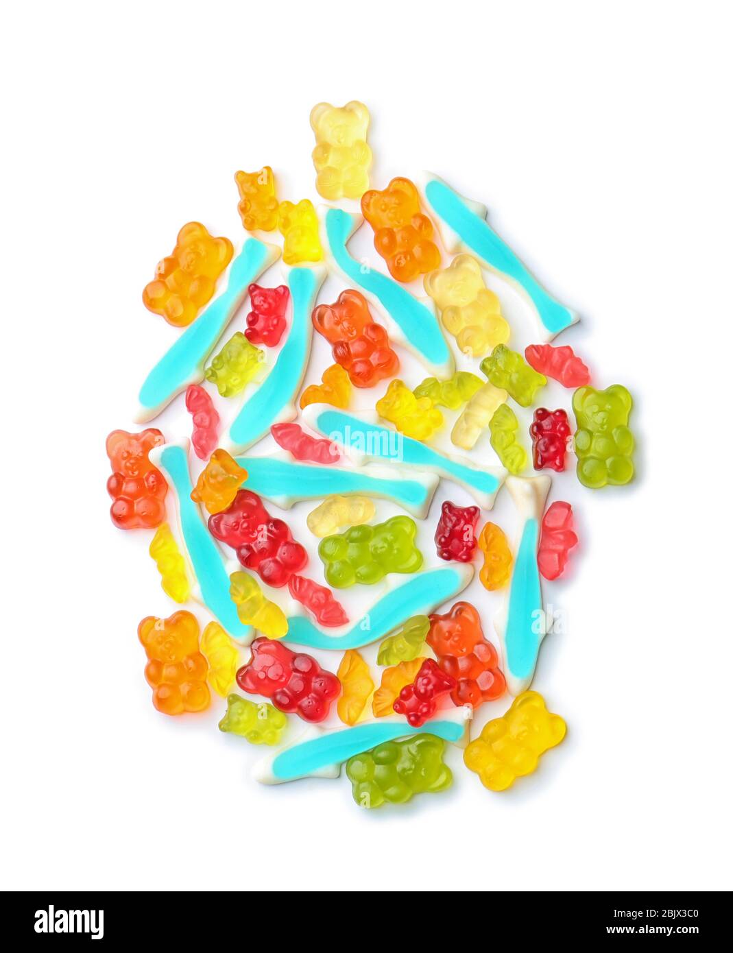 Different colorful jelly candies on white background Stock Photo - Alamy
