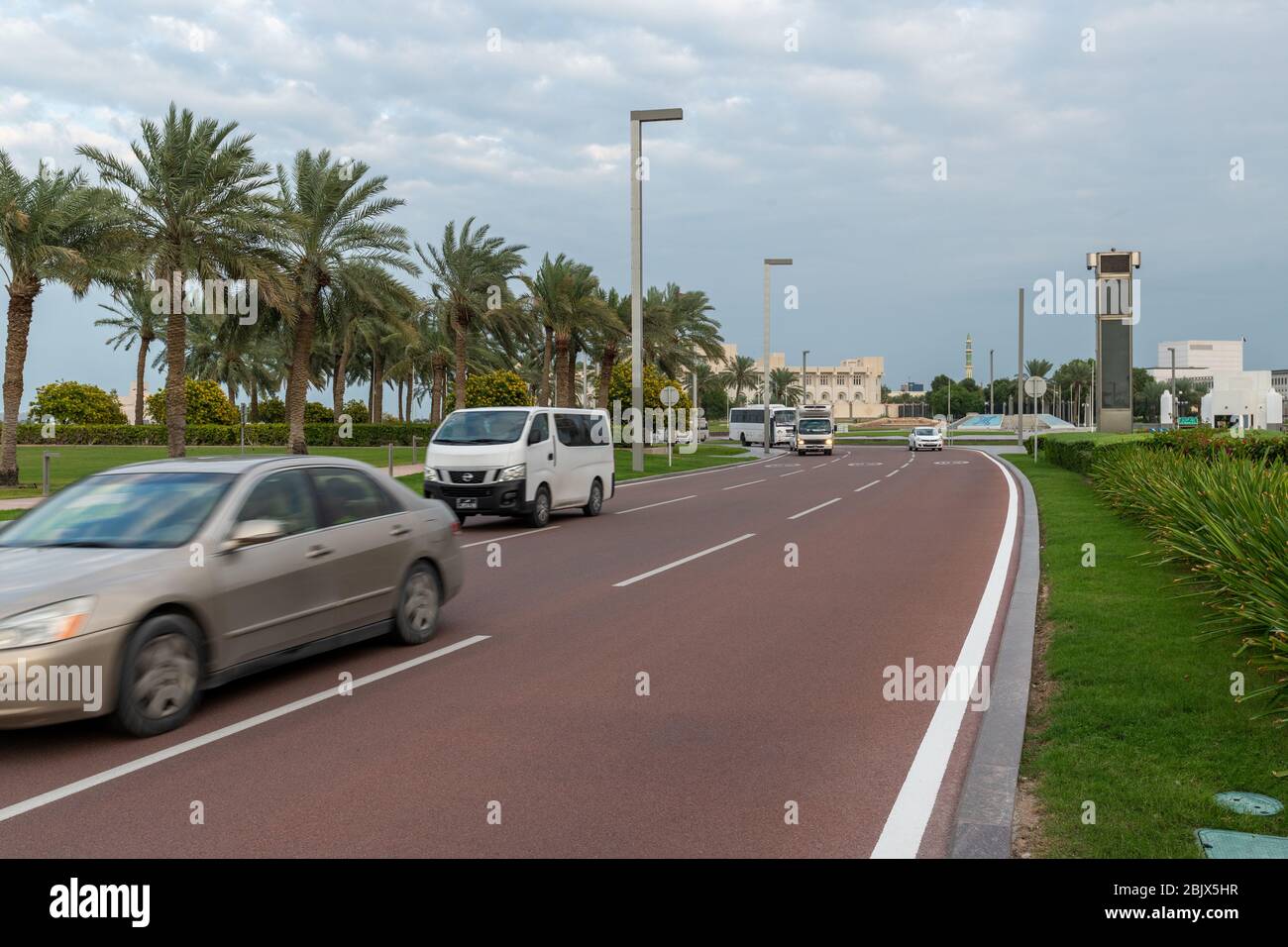 Doha, Qatar - Nov 20. 2019. Traffic on Majlis Al Taawon Street Stock Photo