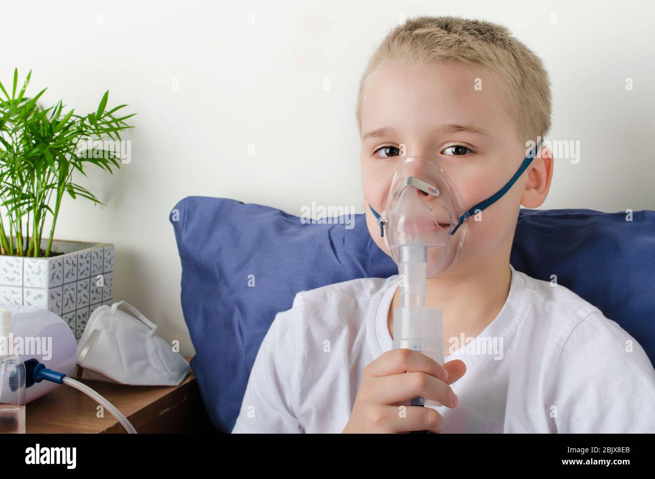 Sick Boy Breathing Through Inhaler Use Of Nebulizer And, 51 OFF