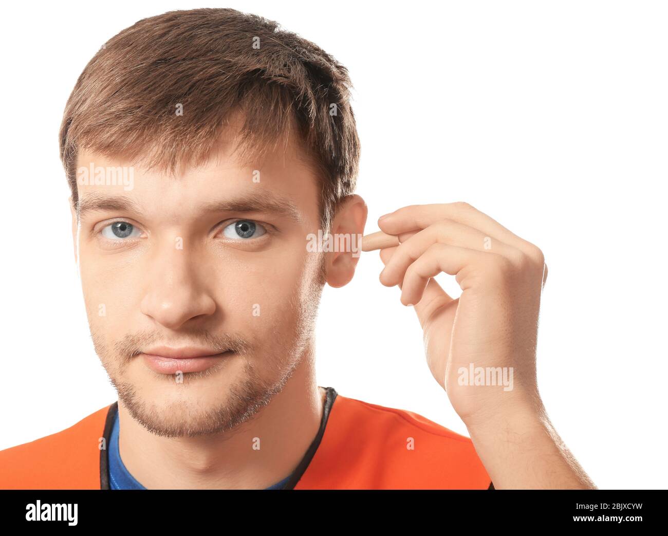 Man with earplug hi-res stock photography and images - Alamy
