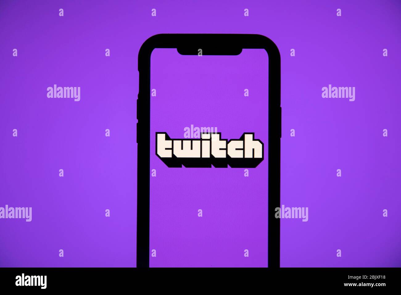 LONDON, UK - April 30 2020: Twitch game live streaming logo on a smartphone Stock Photo
