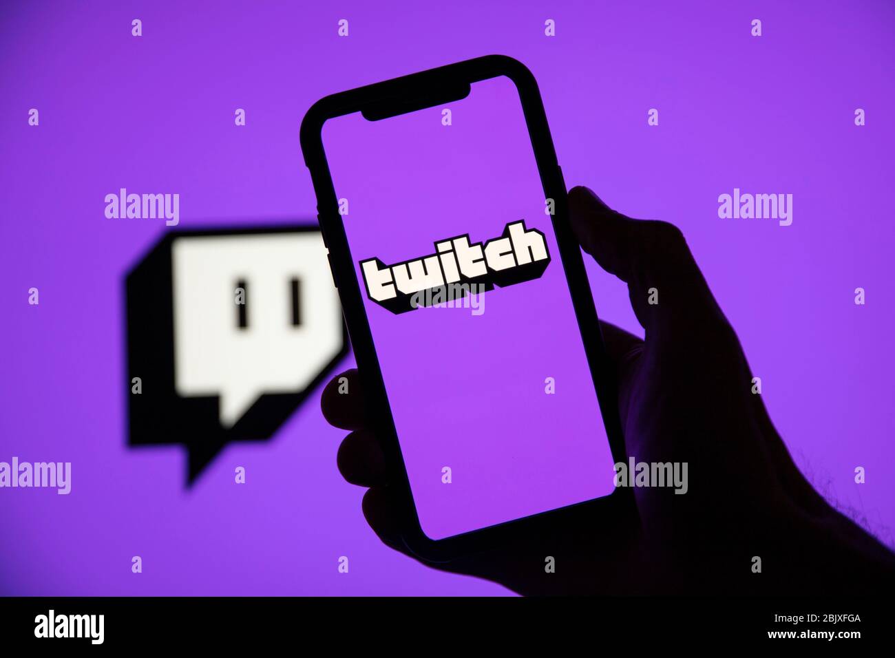 LONDON, UK - April 30 2020: Twitch game live streaming logo on a smartphone Stock Photo