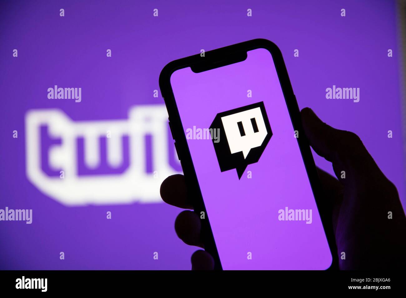 LONDON, UK - April 30 2020: Twitch game live streaming logo on a smartphone Stock Photo