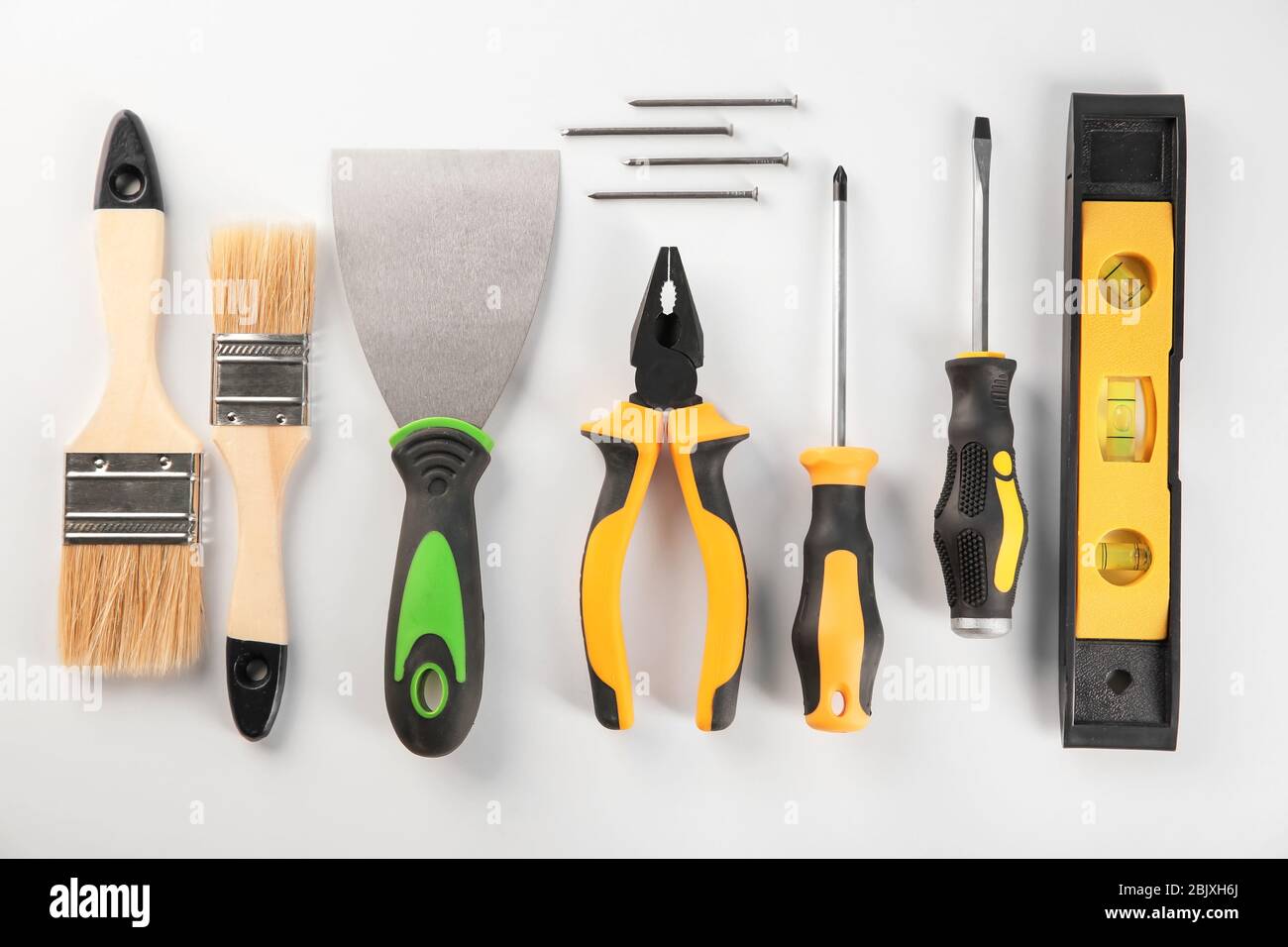 Set of tools on white background Stock Photo - Alamy