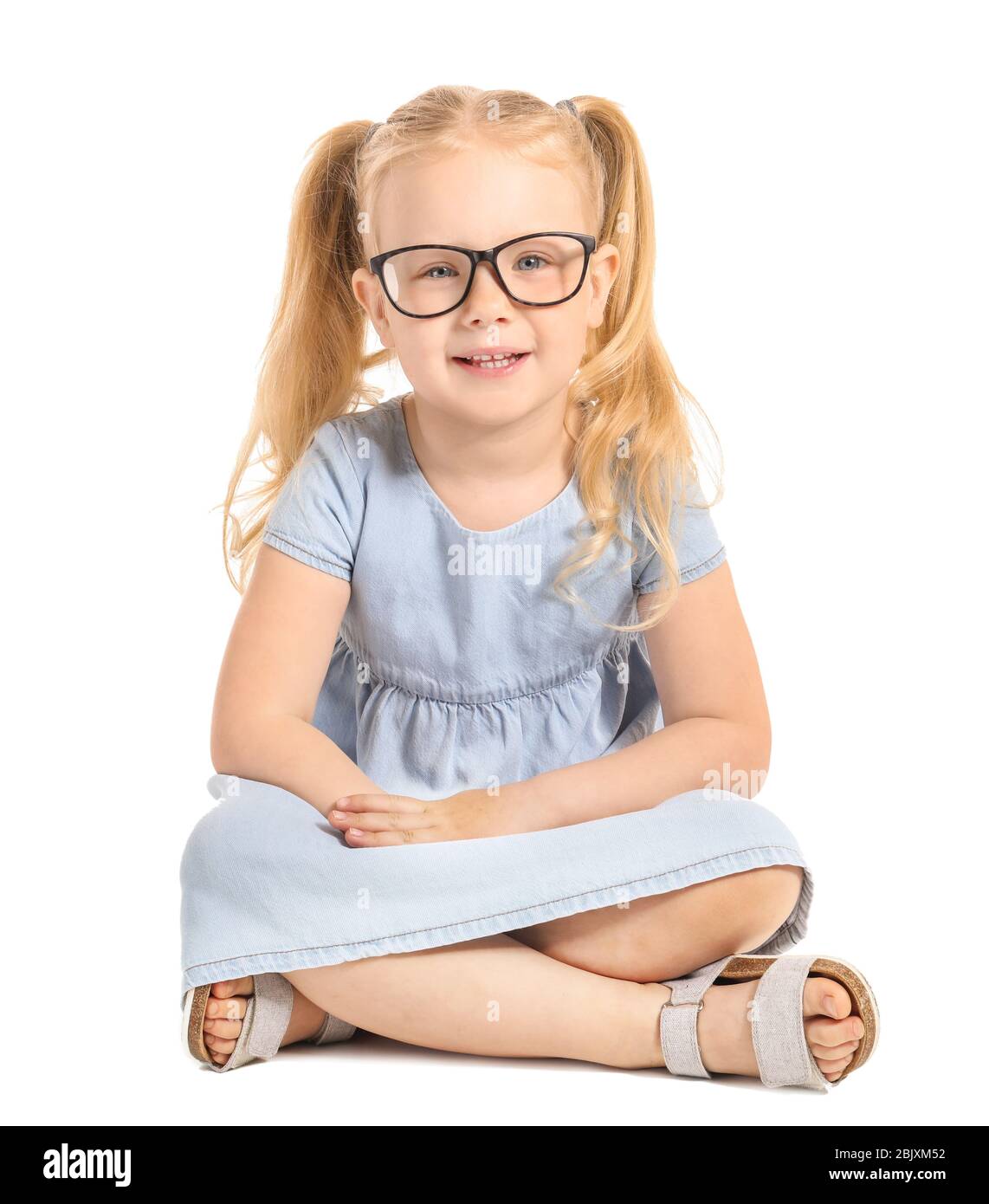 Portrait of adorable little girl on white background Stock Photo - Alamy