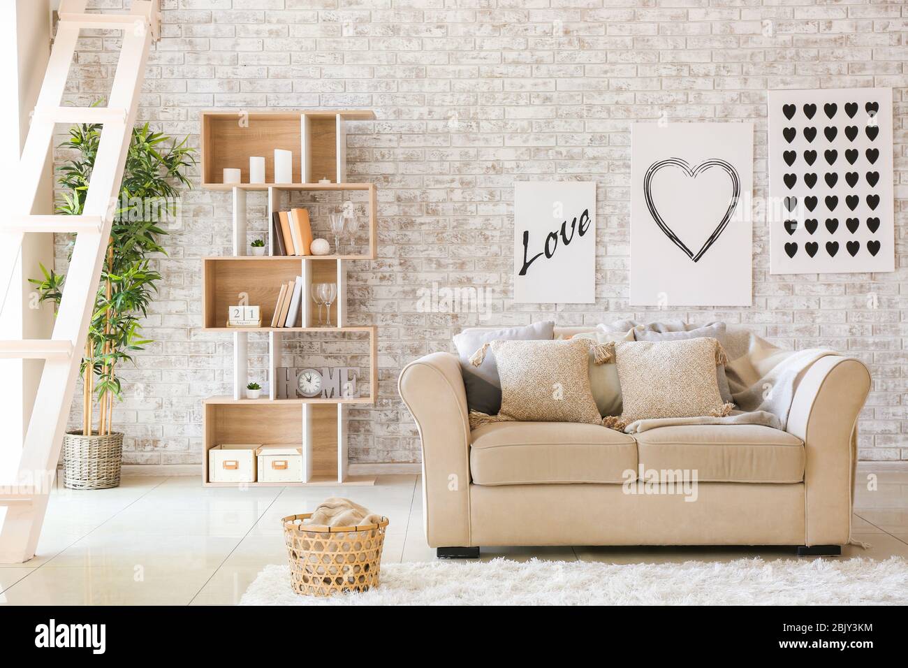 Stylish interior of modern living room Stock Photo - Alamy