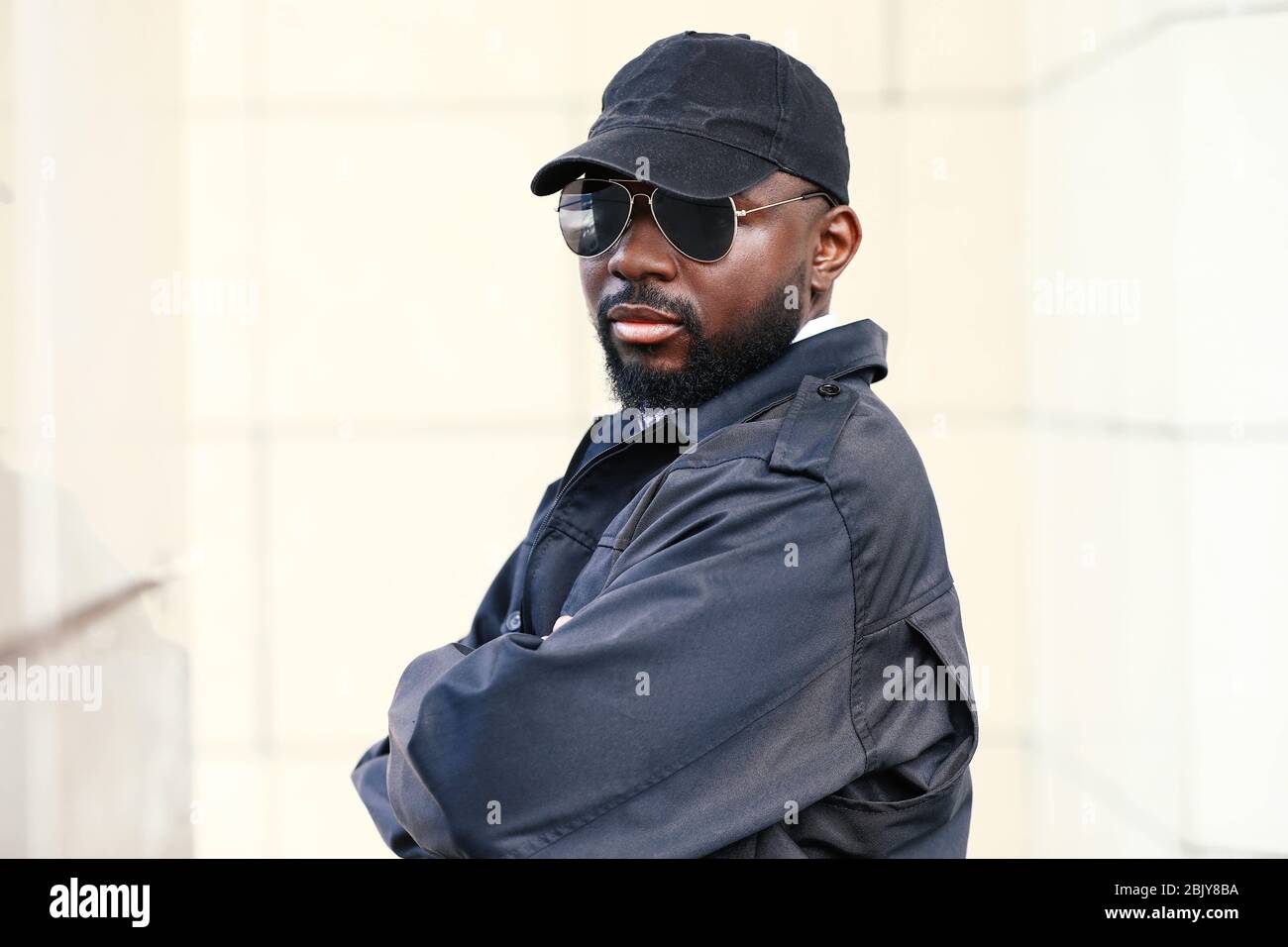African-American security guard outdoors Stock Photo - Alamy