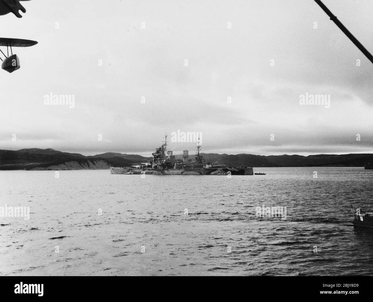 HMS Prince of Wales (53) off Argentia, Newfoundland, in August 1941 (NH 67194-A). Stock Photo