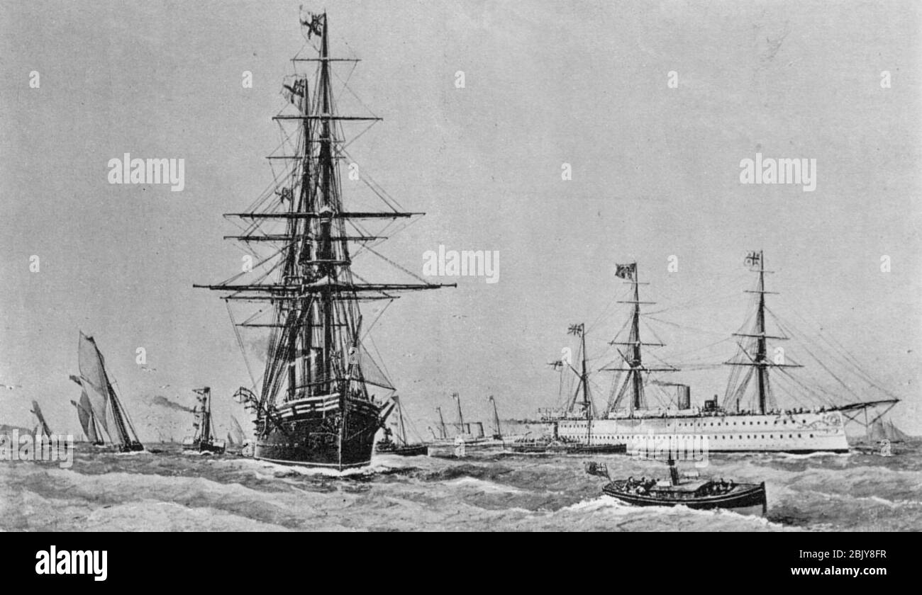 HMS Raleigh (1873) and Serapis(1866 Stock Photo - Alamy