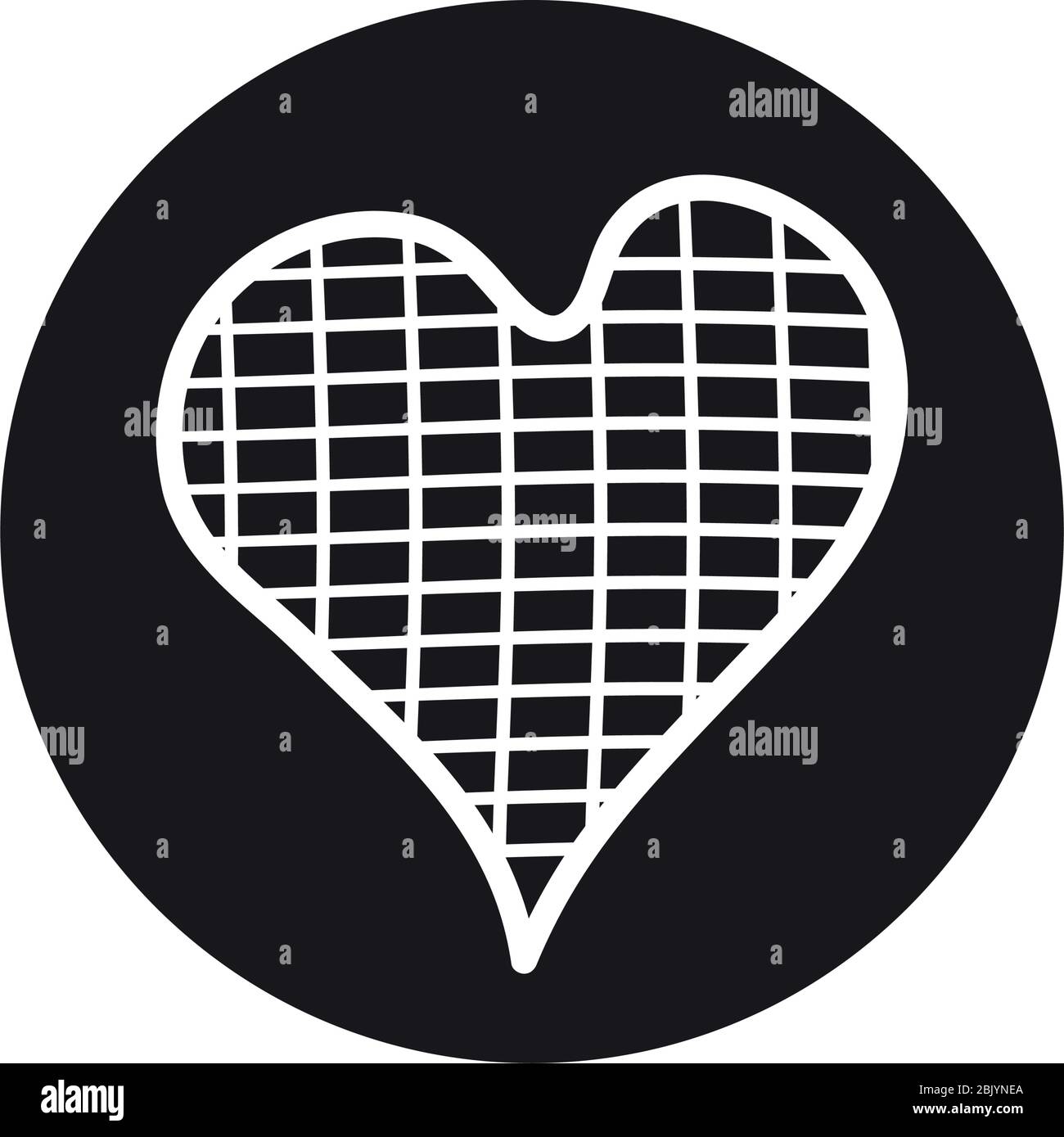 heart with rectangles design over white background, line block style ...