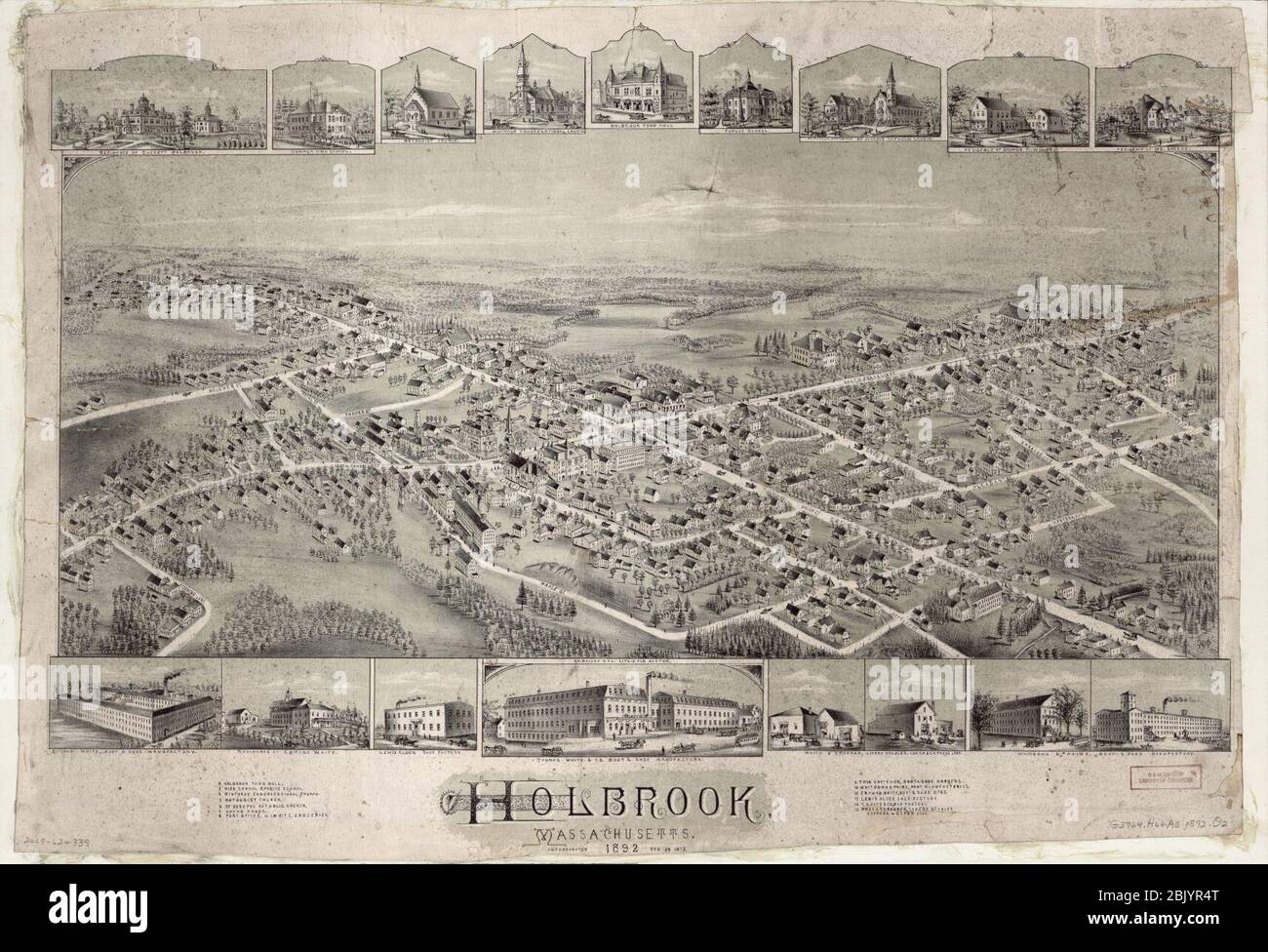 Holbrook, Massachusetts, 1892 - incorporated Feb. 29, 1872. Stock Photo