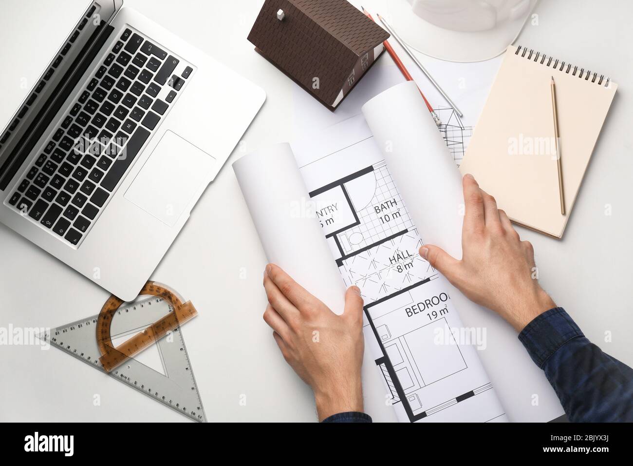 Top view male architect hi-res stock photography and images - Alamy