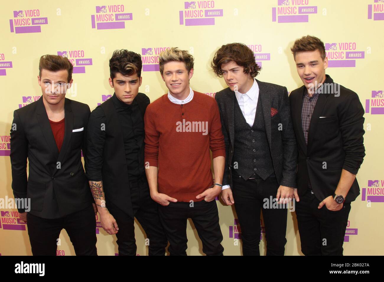 LOS ANGELES, CA - SEPTEMBER 06: One Direction arrives at the 2012 MTV Video Music Awards at Staples Center on September 6, 2012 in Los Angeles, California. People: One Direction Credit: Storms Media Group/Alamy Live News Stock Photo