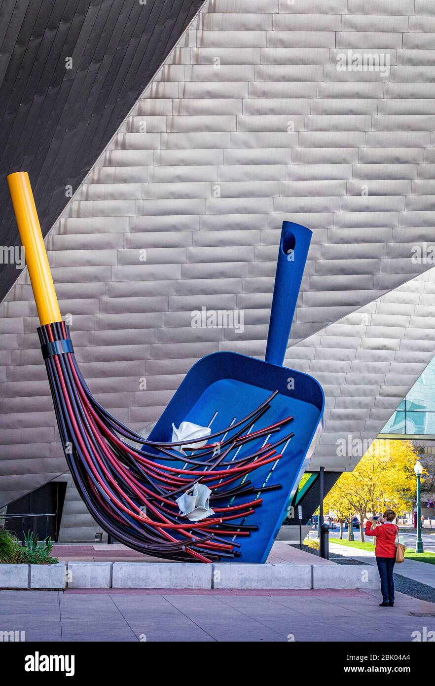Big Sweep (2006) by Claes Oldenburg outside the Denver Art Museum in Denver, Colorado, USA. Stock Photo