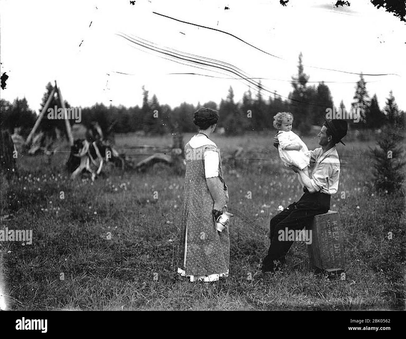 Homesteaders in field unidentified location Washington ca 1913 (BAR 276). Stock Photo