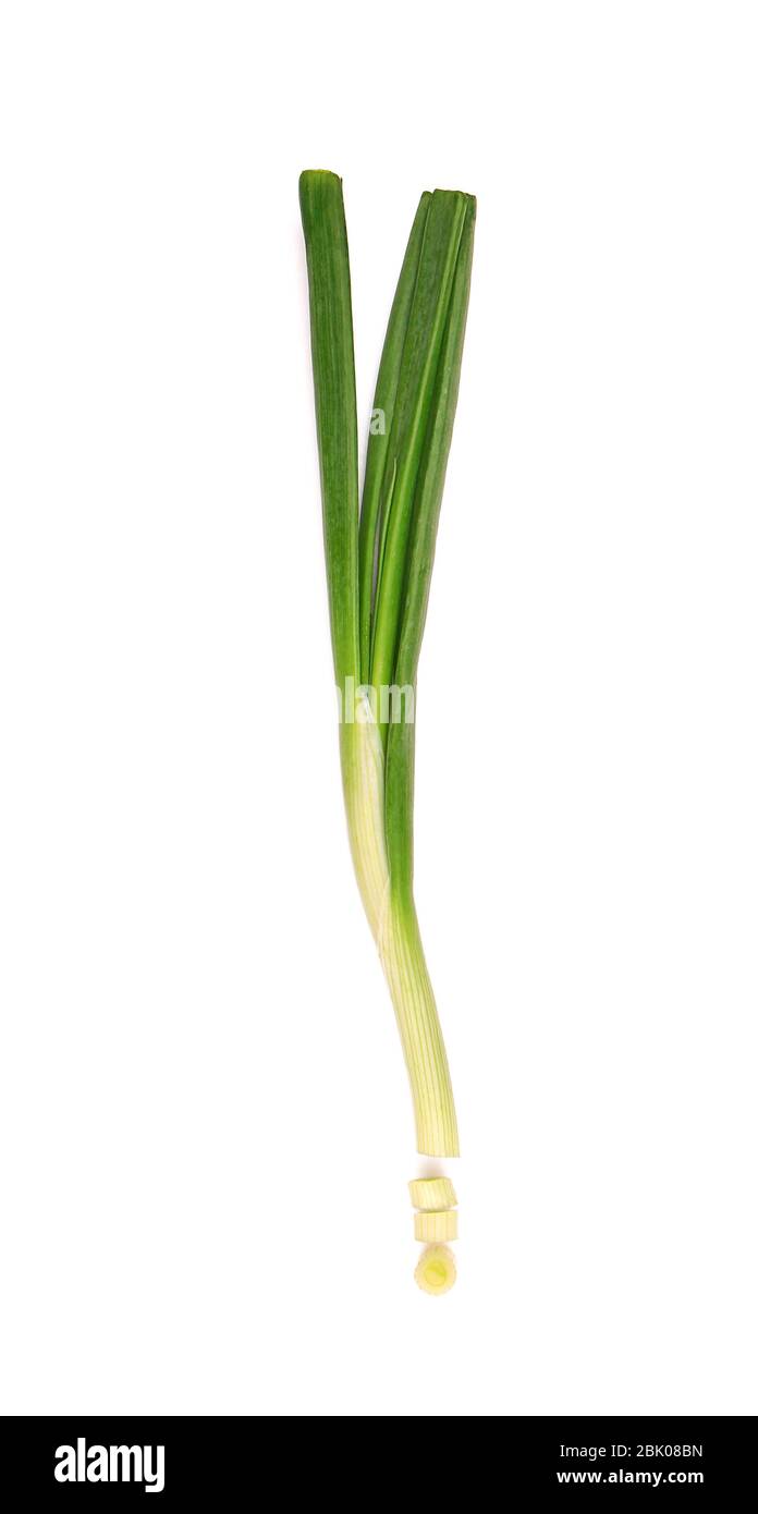 Fresh green onion on white background Stock Photo - Alamy