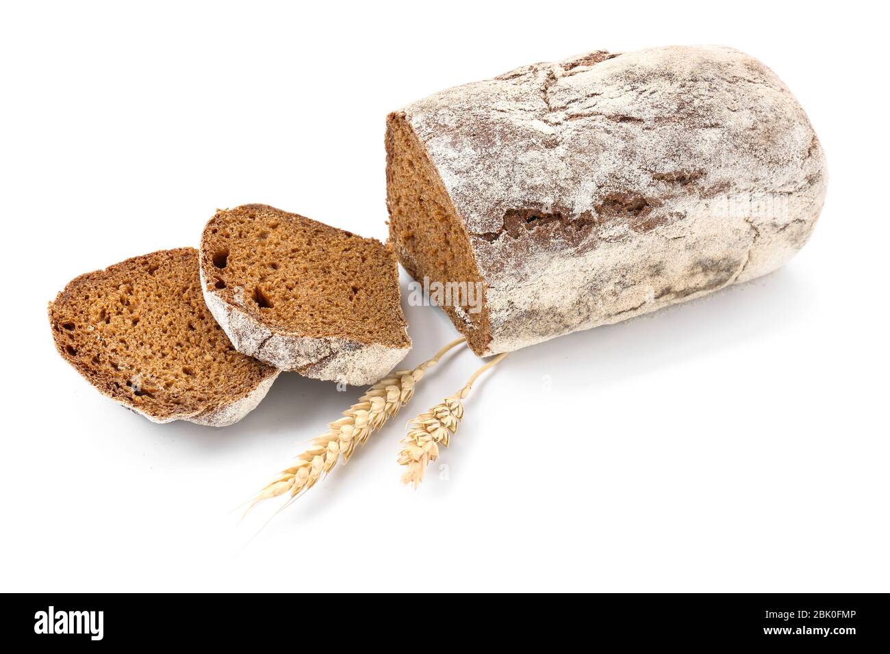 Tasty cut bread on white background Stock Photo - Alamy
