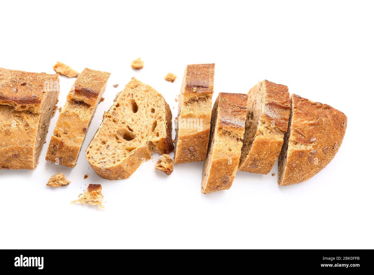 Tasty cut bread on white background Stock Photo - Alamy