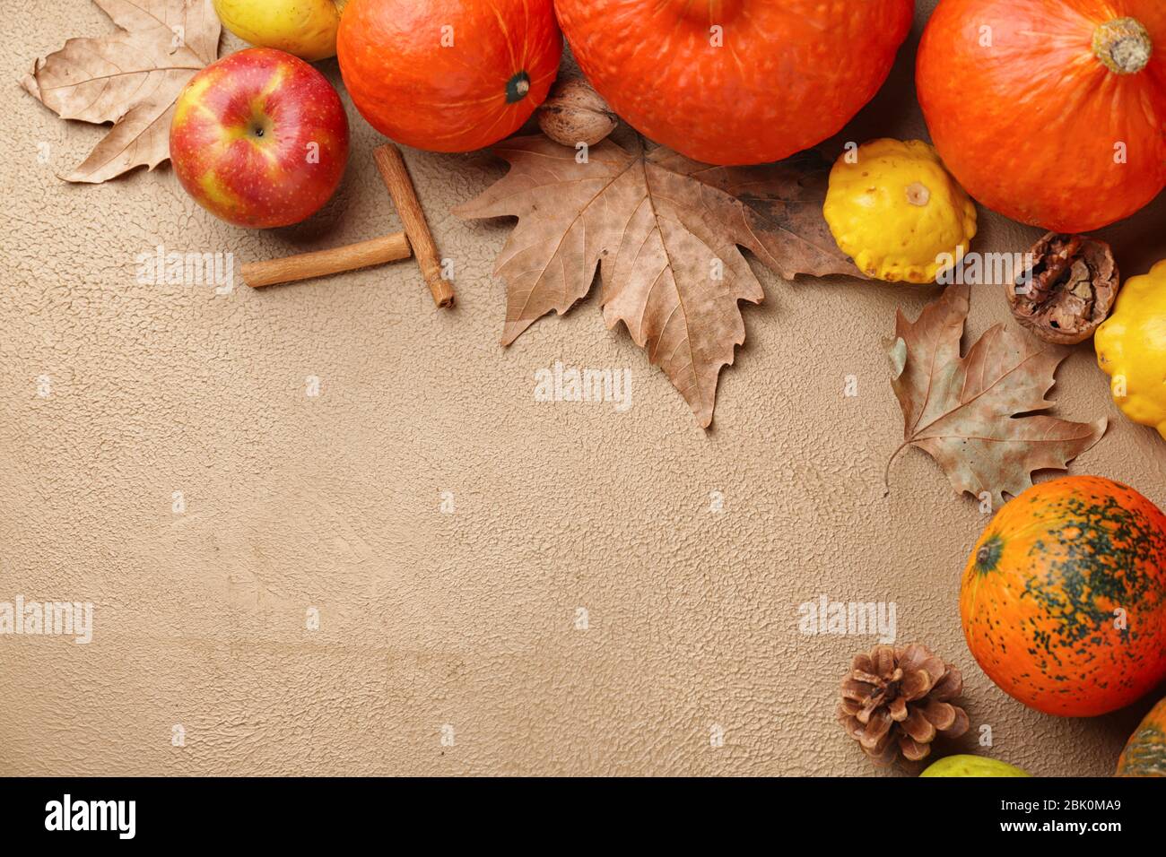 Autumn composition with fresh pumpkins on color background Stock Photo - Alamy
