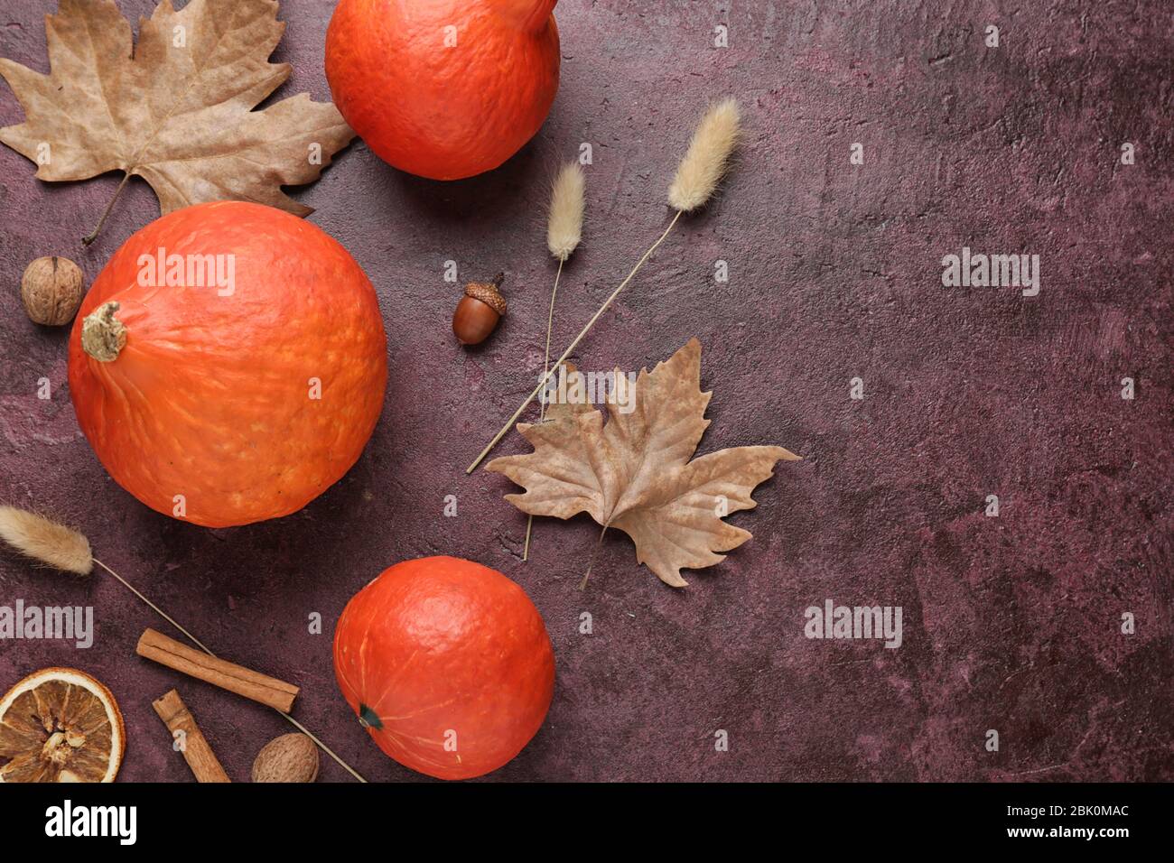 Autumn composition with fresh pumpkins on color background Stock Photo - Alamy
