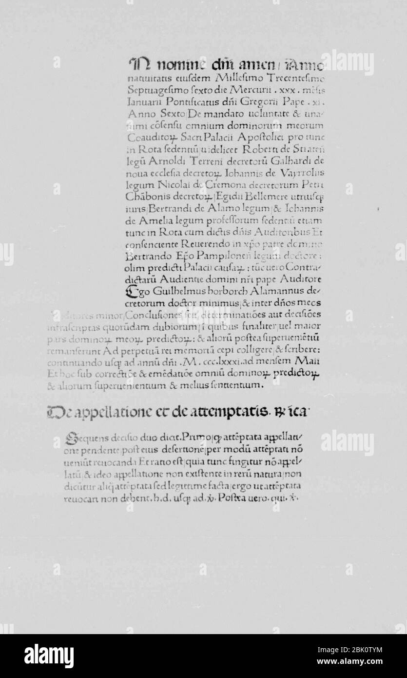 Horborch, Wilhelm – Decisiones Rotae Romanae, 1470 – BEIC 11787854. Stock Photo